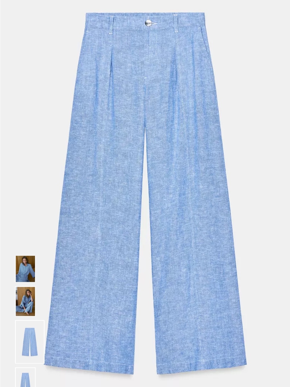 Zara LINEN WIDE LEG PLEATED PANTS